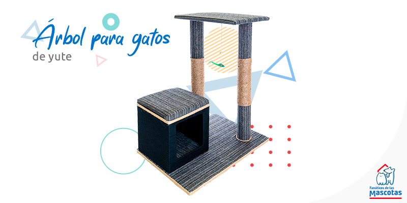 Árbol para gatos hecho de felpa y yute, en tonos azul marinos. Enlaza a la sección de rascadores y árboles para gatos de Sodimac.com